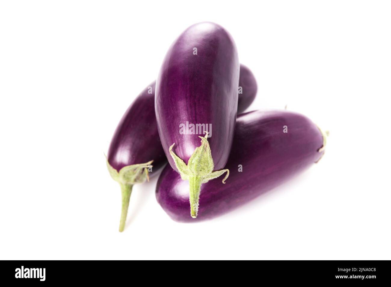 Fresh violet eggplant isolated on white background Stock Photo