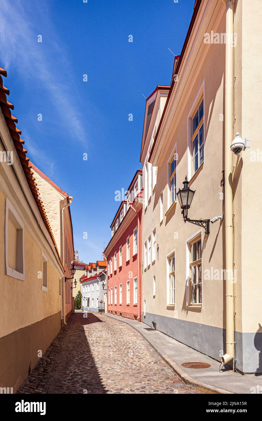 A street in the Upper Town in the Old Town of Tallinn the capital city of Estonia Stock Photo