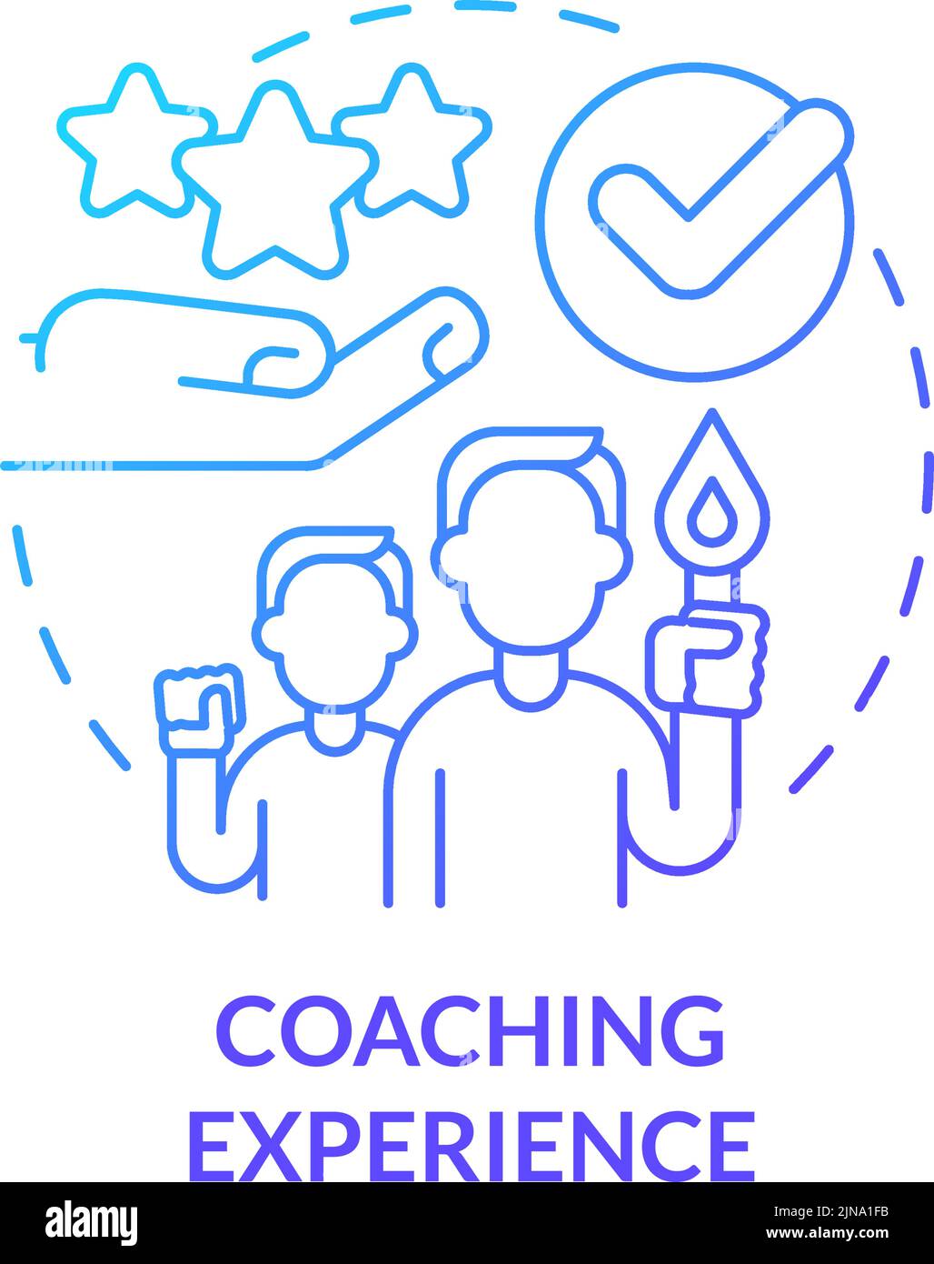 Coaching experience blue gradient concept icon Stock Vector