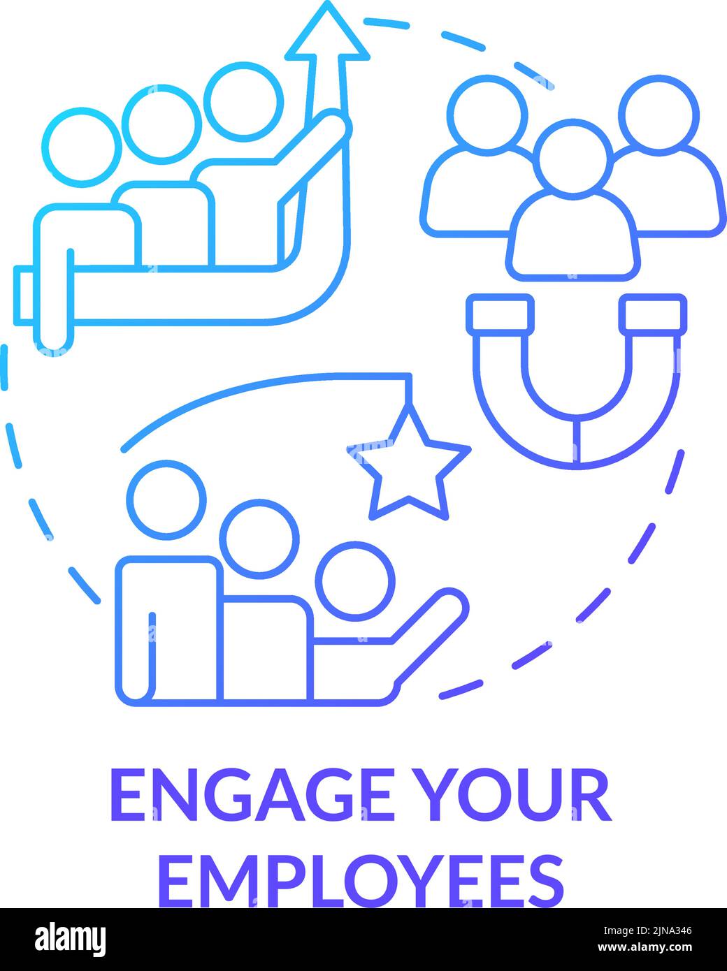 Engage employees blue gradient concept icon Stock Vector