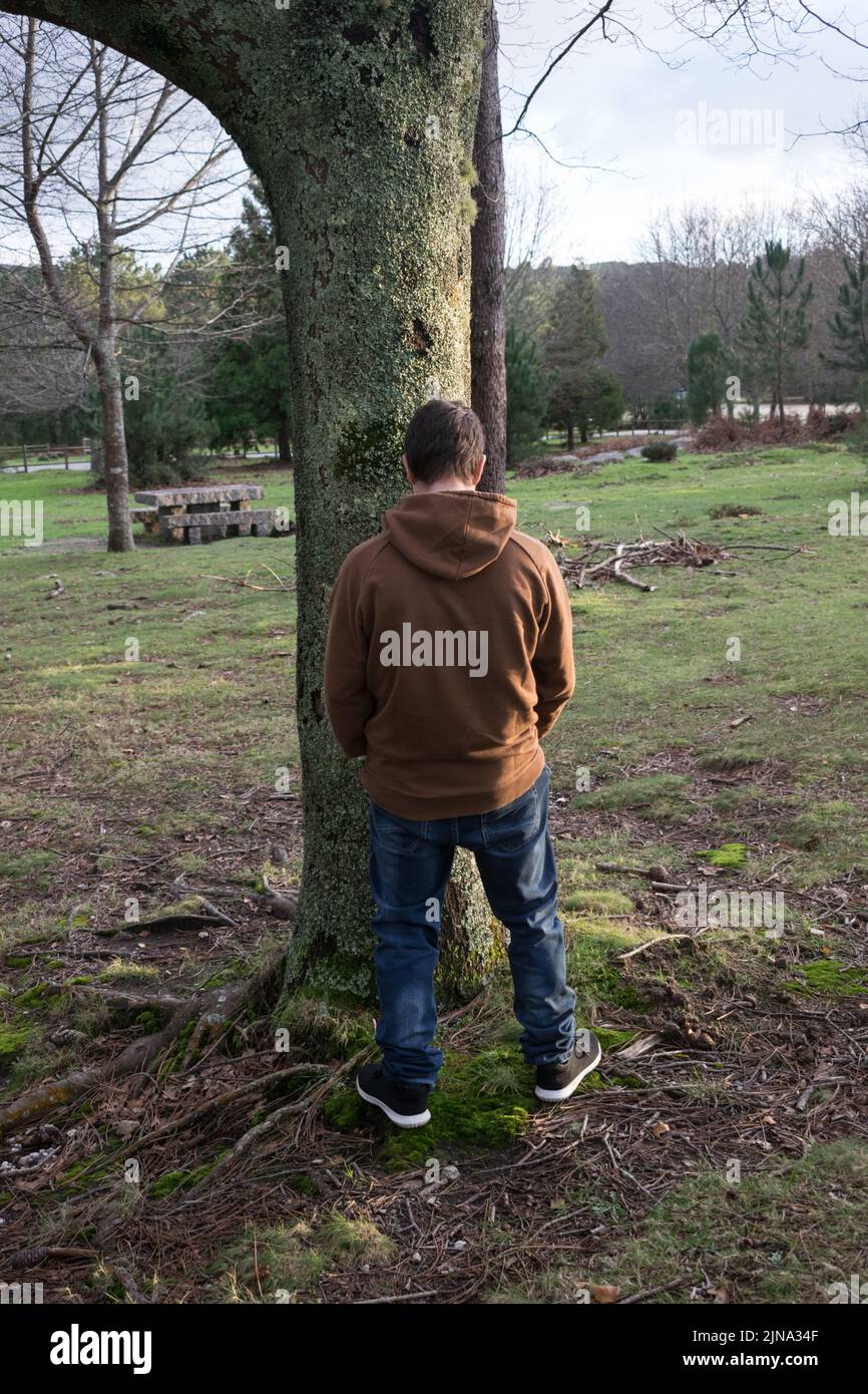 little boys peeing forest boy standing peeing next to a tree in a park Stock Photo - Alamy