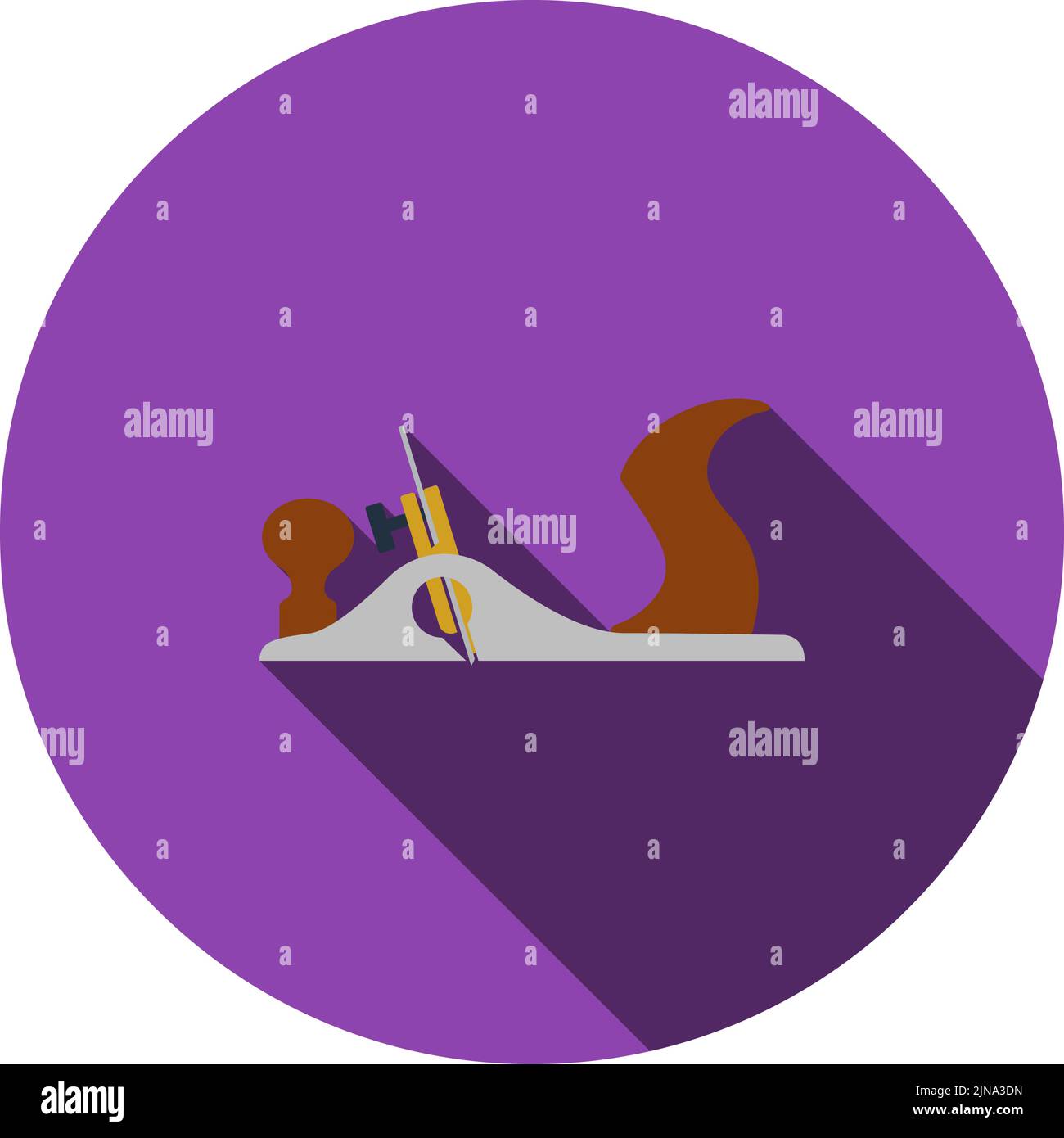Jack-plane Tool Icon. Flat Circle Stencil Design With Long Shadow. Vector Illustration. Stock Vector