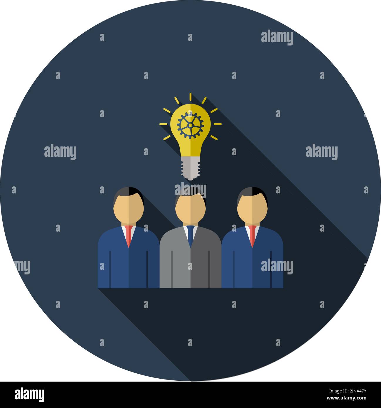 Corporate Team Finding New Idea Icon. Flat Circle Stencil Design With ...