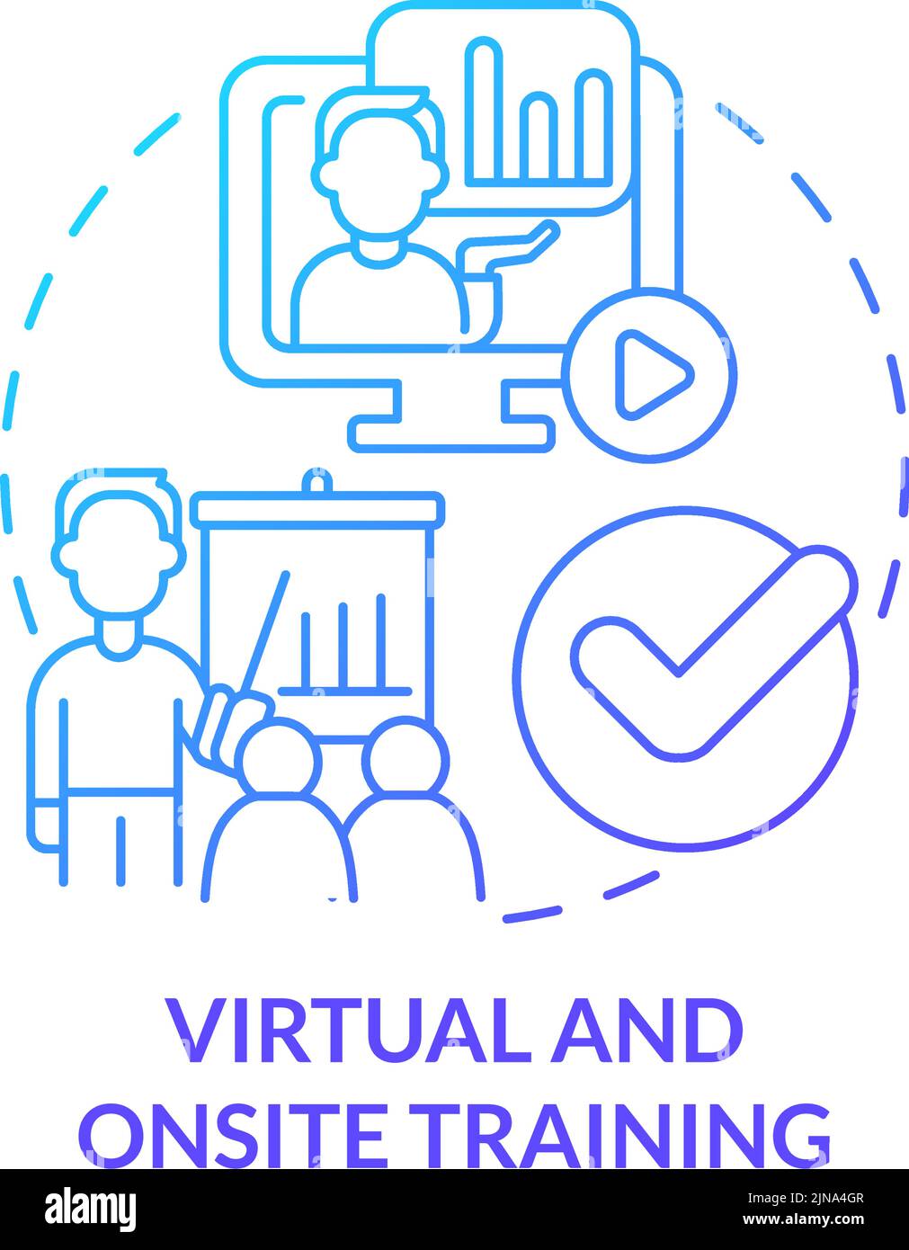 Virtual and onsite training blue gradient concept icon Stock Vector