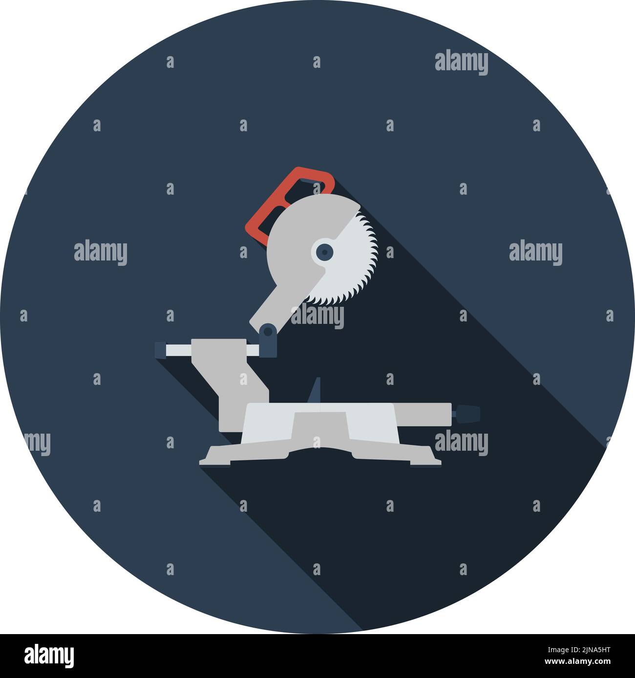 Circular End Saw Icon. Flat Circle Stencil Design With Long Shadow. Vector Illustration. Stock Vector