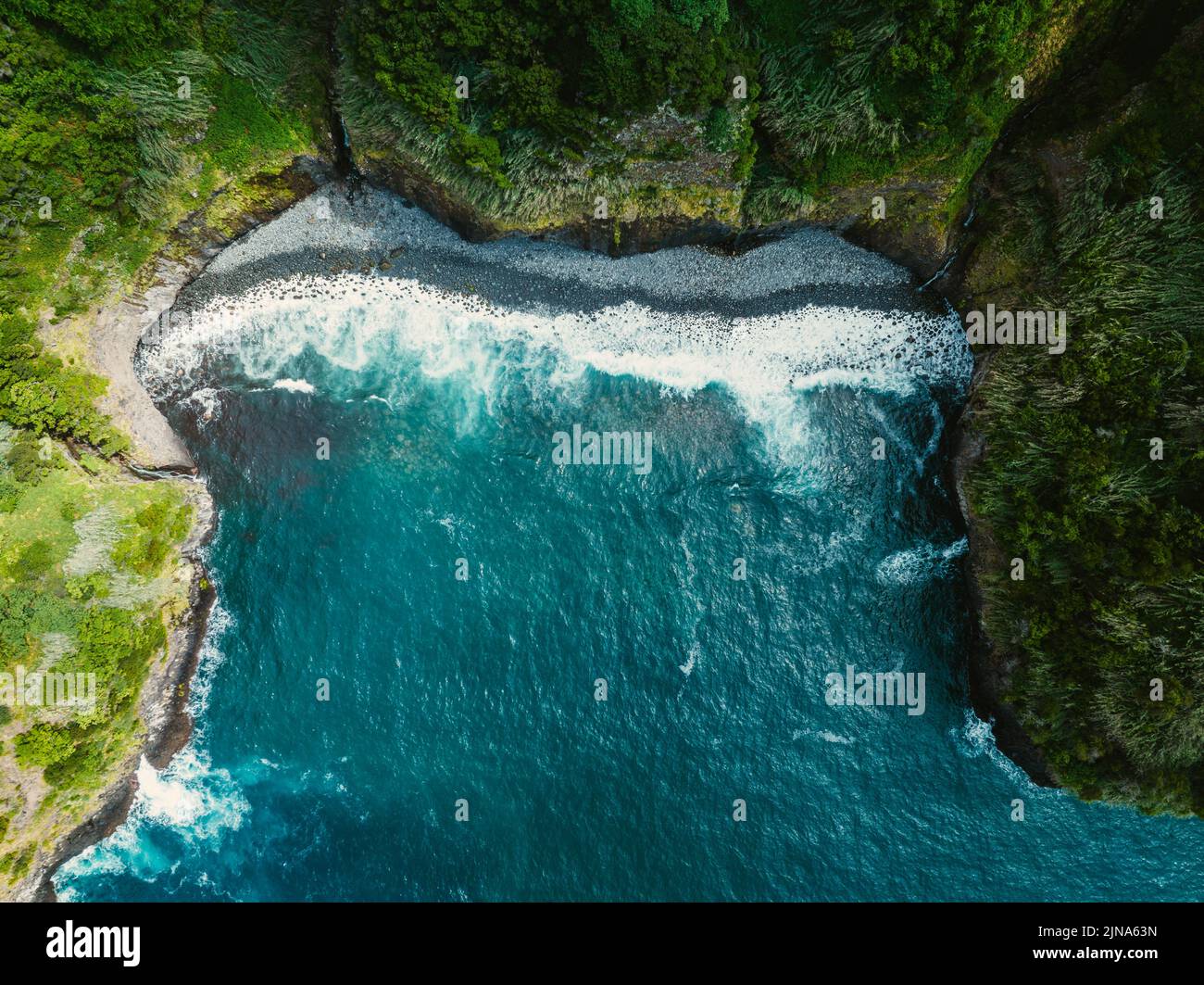 Aerial view of a  Hidden Beach, Madeira, Portugal Stock Photo