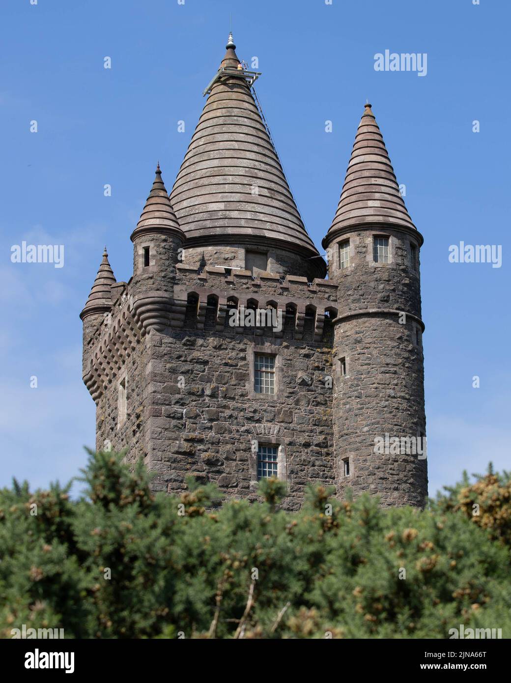 A closeup shot of a castle in Scrabo Country Park Stock Photo