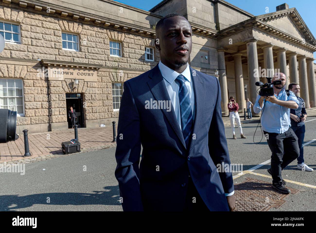Manchester City footballer Benjamin Mendy leaving Chester Crown Court where he denies eight counts of rape, one of attempted rape and one sexual assault against seven complainants. Picture date: Wednesday August 10, 2022. Stock Photo