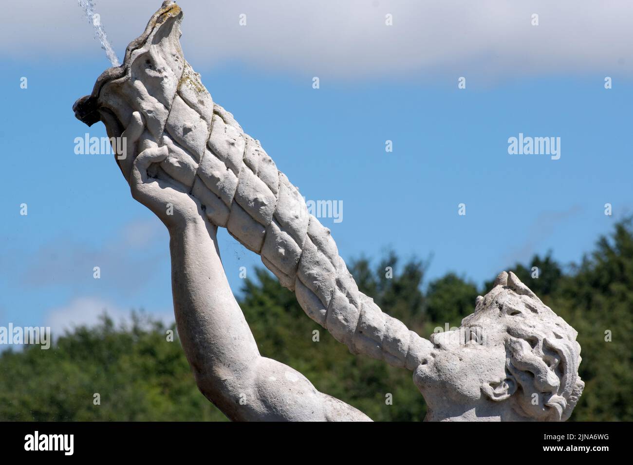 Detail of the Atlas fountain in the formal garden of Castle Howard, North Yorkshire Stock Photo