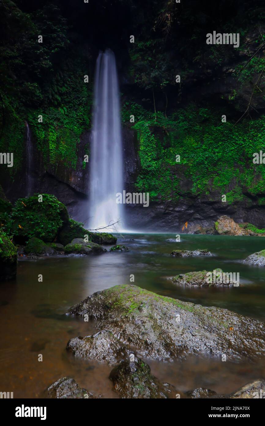 Waterfall, Baturaden, Purwokerto, Central Java, Indonesia Stock Photo