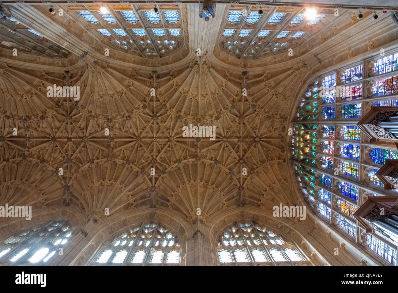 The nave vaulting Sherborne Abbey, Dorset Stock Photo