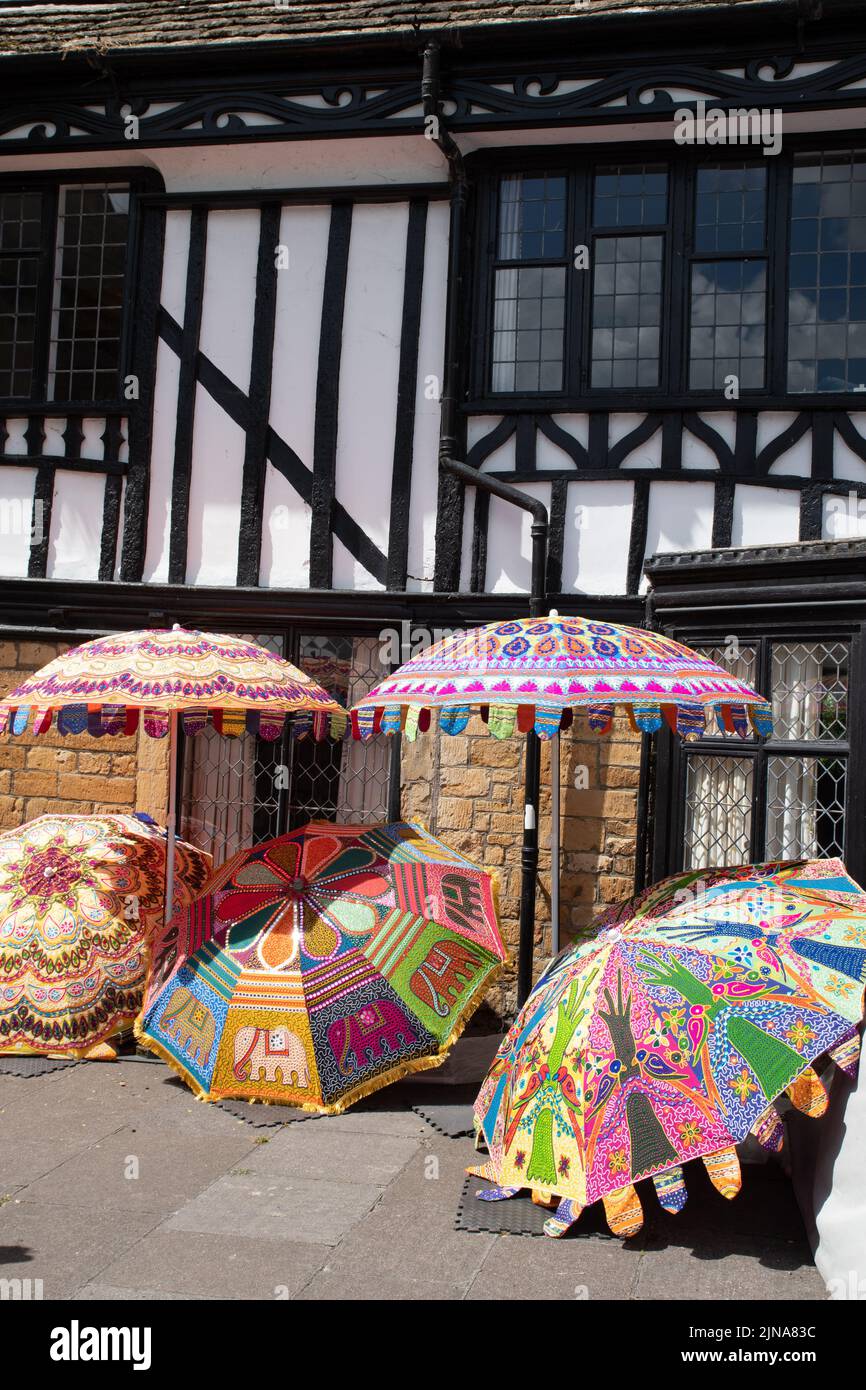 Umbrellas for sale Sherborne market Stock Photo