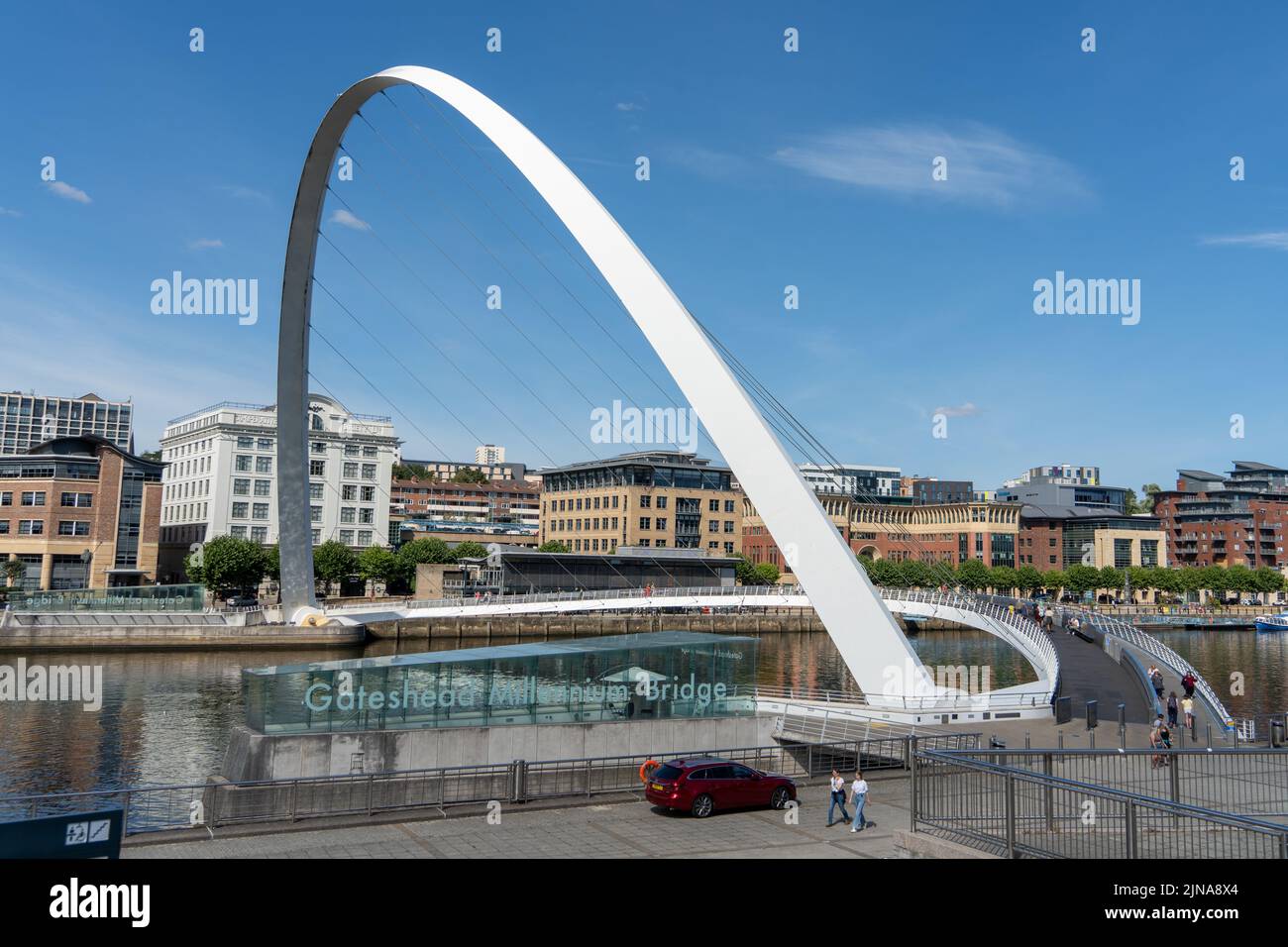 View of the Gateshead Millennium Bridge, for cyclists and pedestrians