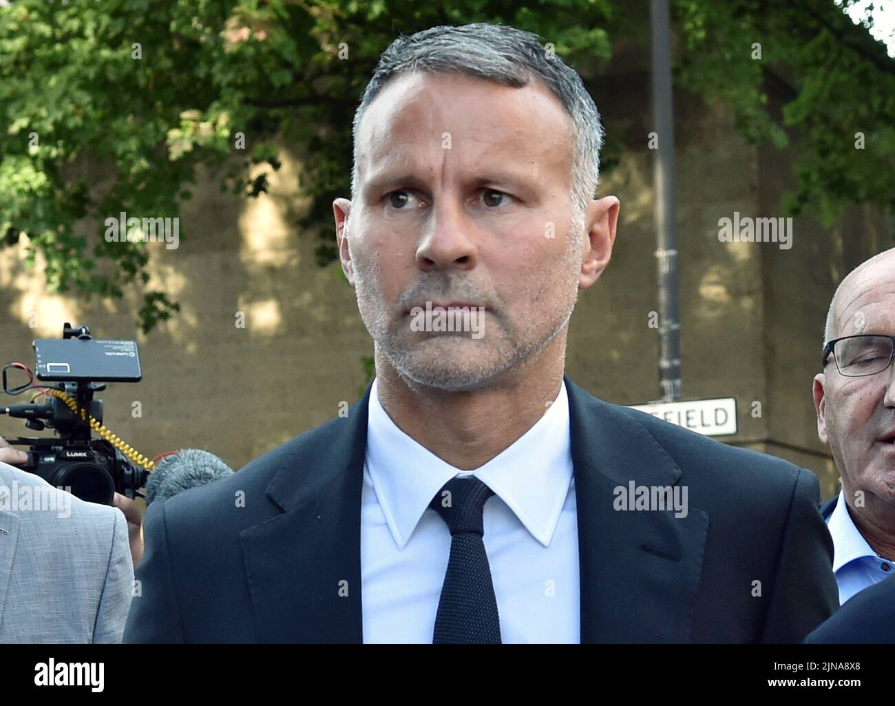 Former Manchester United footballer Ryan Giggs leaving Manchester Crown Court where he is accused of controlling and coercive behaviour against ex-girlfriend Kate Greville between August 2017 and November 2020. Picture date: Wednesday August 10, 2022. Stock Photo