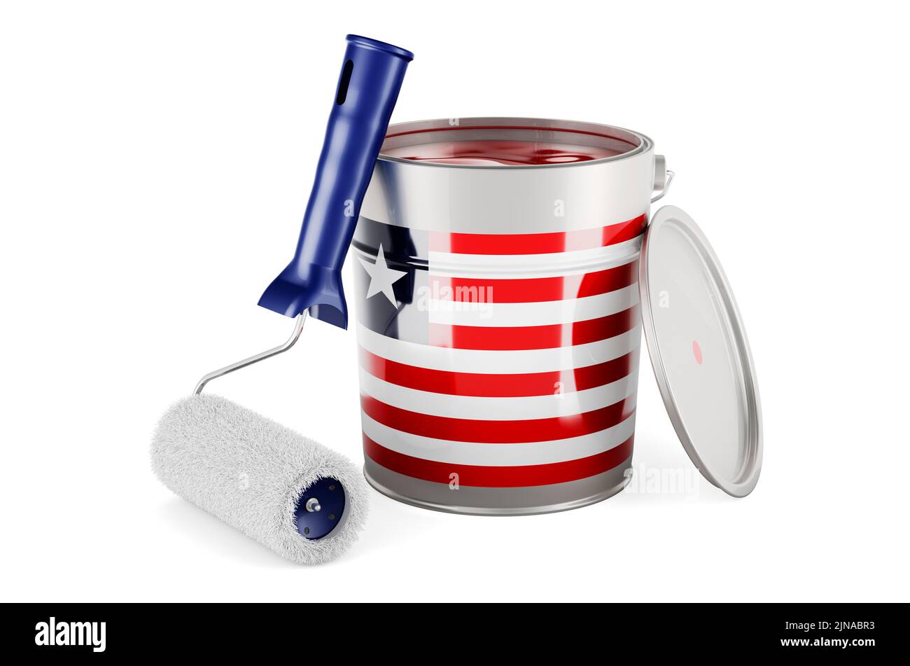 Liberian flag on the paint can, 3D rendering isolated on white ...