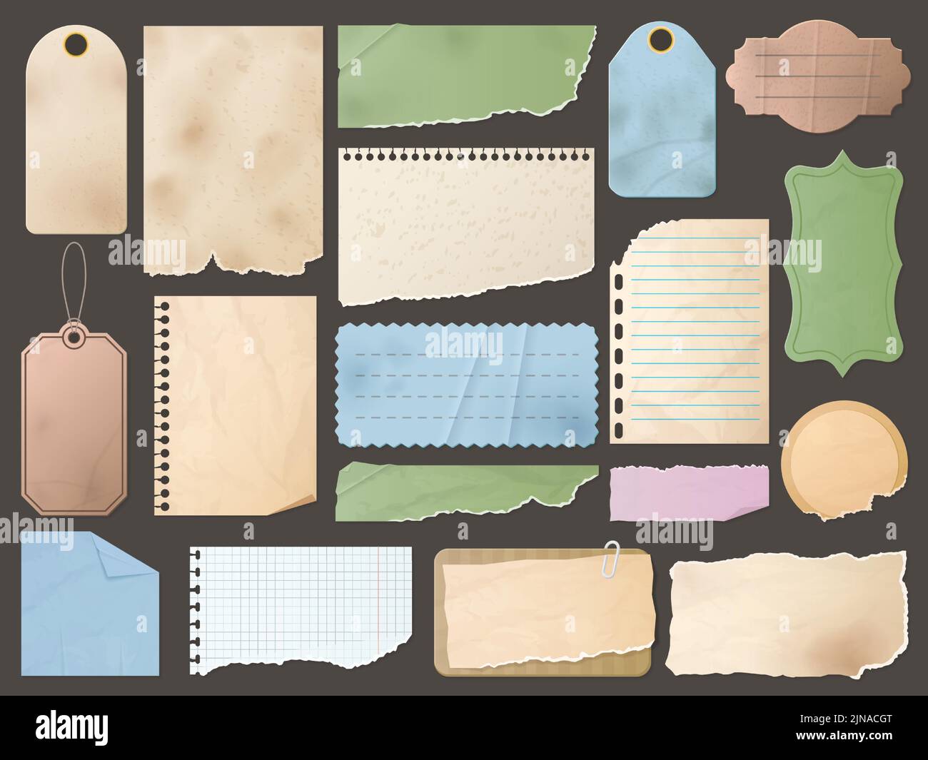 Vintage scrapbook elements. Note page with paper texture and torn edge ...