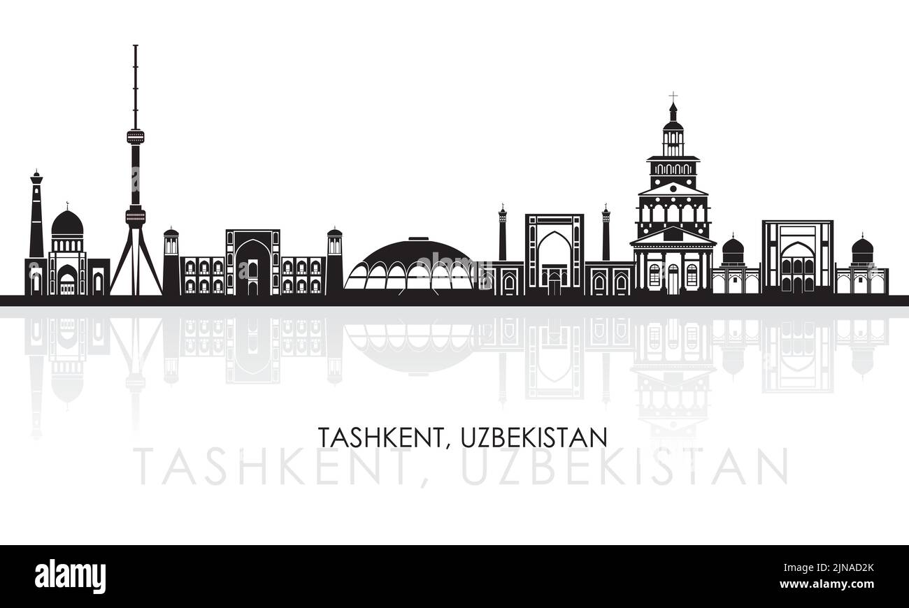 Silhouette Skyline panorama of city of Tashkent, Uzbekistan - vector illustration Stock Vector