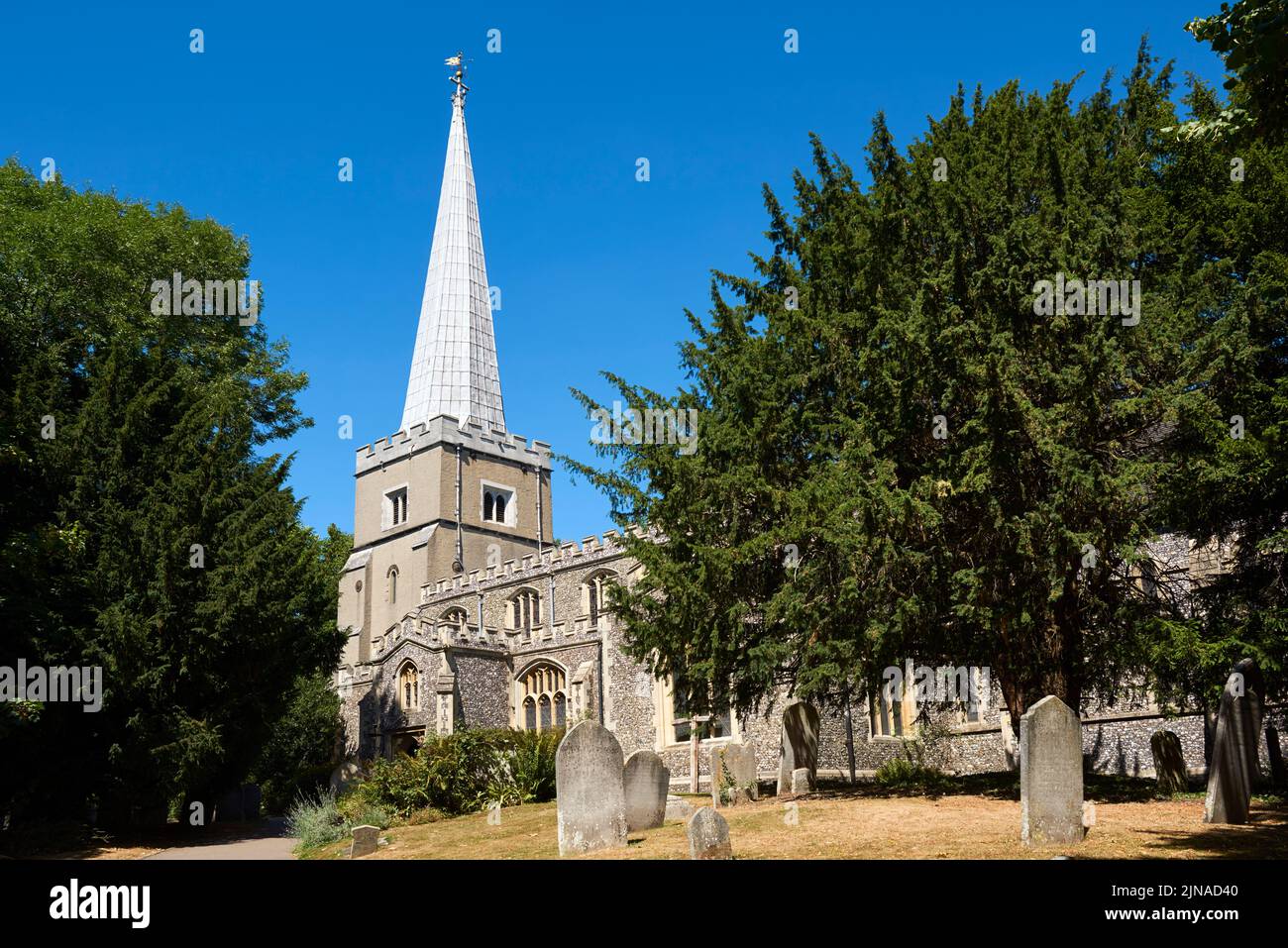 The historic Grade I listed St Mary's church at Harrow-on-the-Hill, Greater London UK Stock Photo
