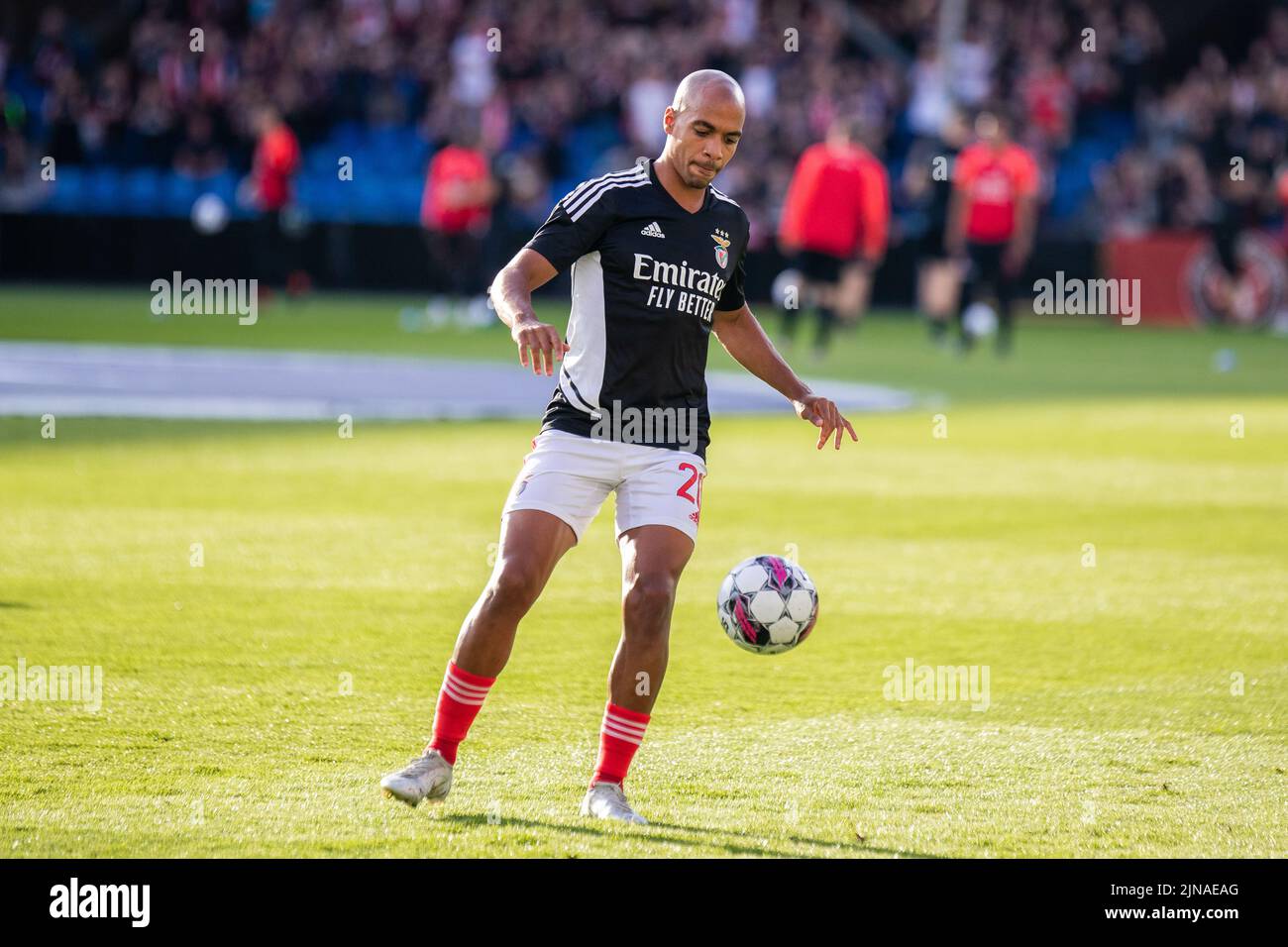 Randers, Denmark. 09th, August 2022. Joao Mario (20) of Benfica seen during the warm up before the UEFA Champions League qualification match between FC Midtjylland and Benfica at Cepheus Park in Randers. (Photo credit: Gonzales Photo - Balazs Popal). Stock Photo