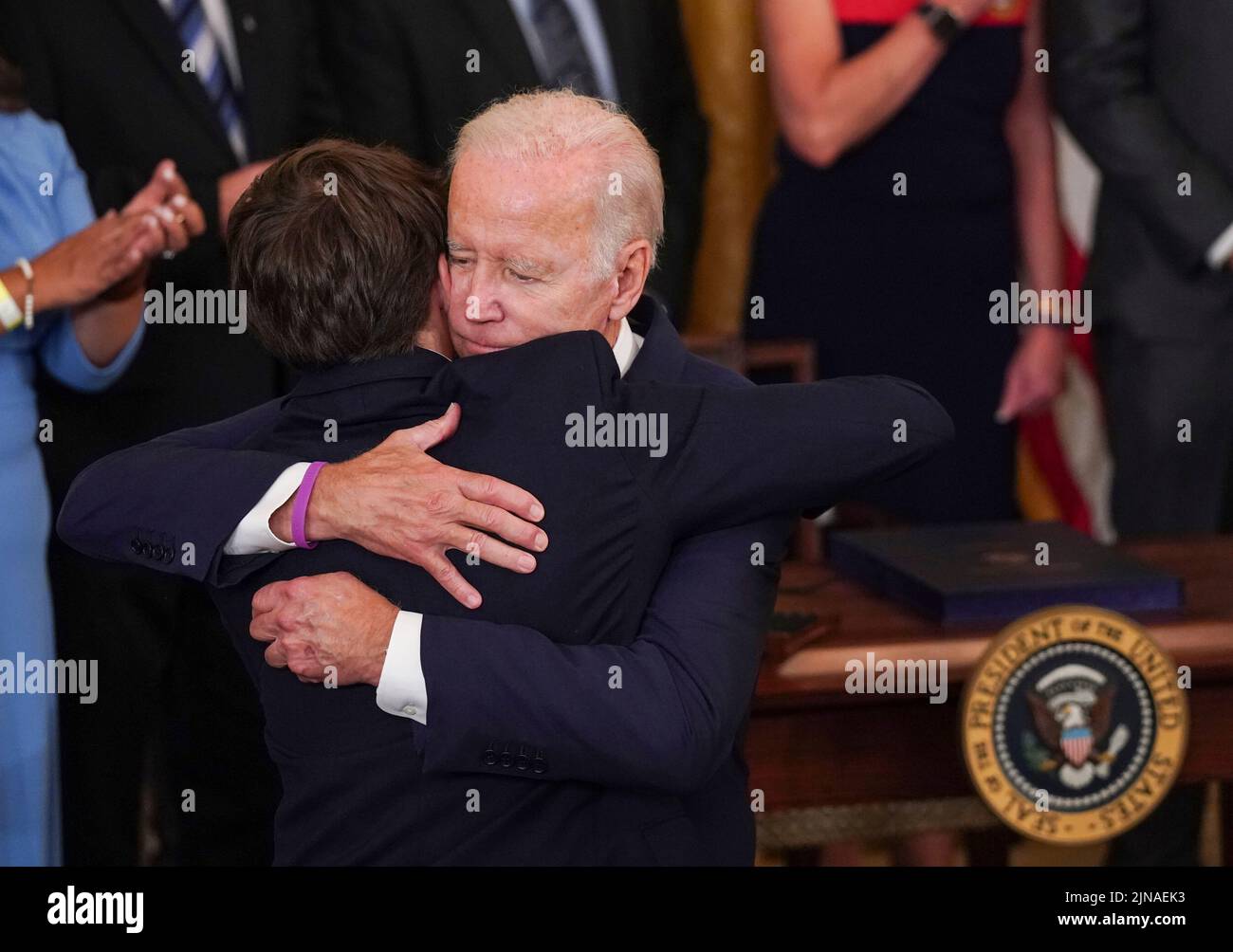 United States President Joe Biden hugs his grandson Robert Biden II