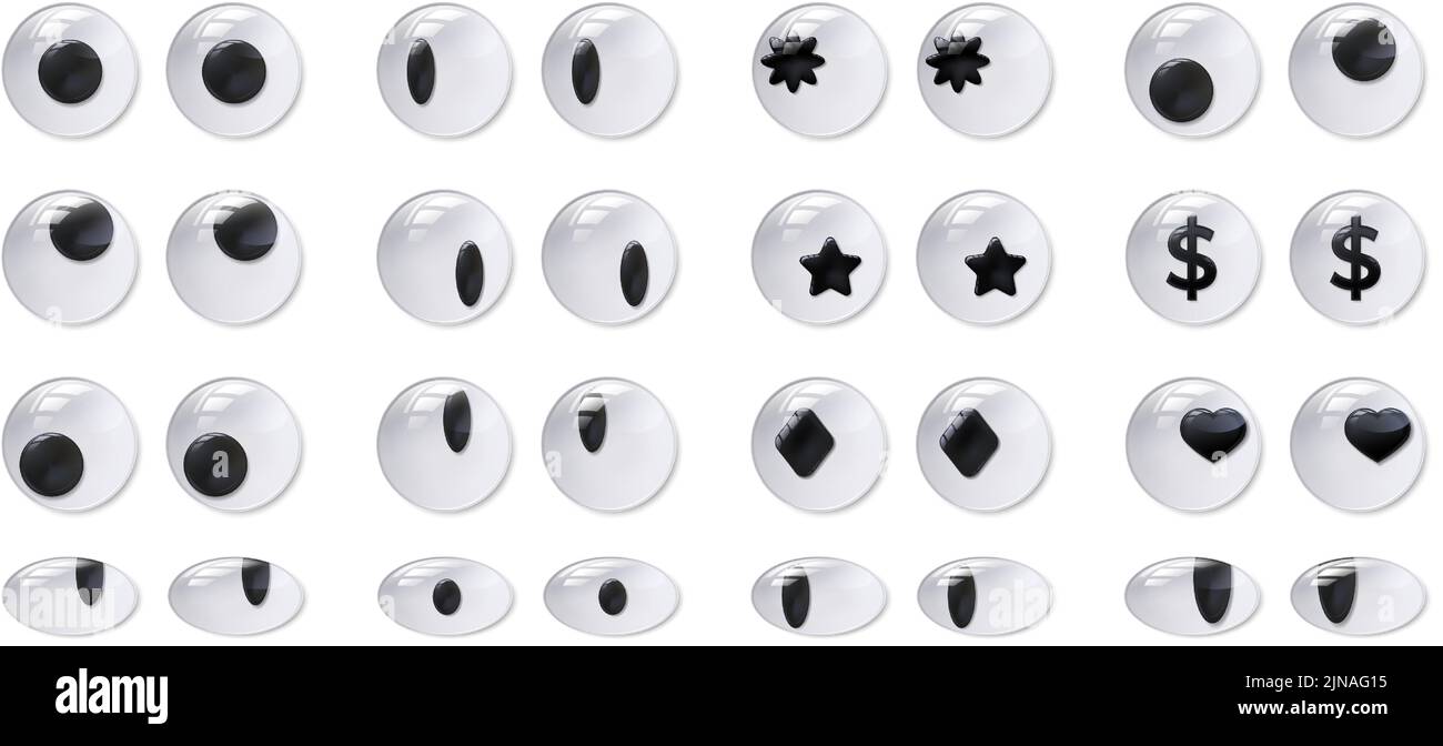 Googly eyes. Plastic eye, self adhesive funny toy doll moving eyeball