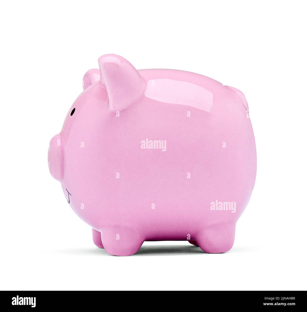 Close up of a pink piggy bank on white background Stock Photo