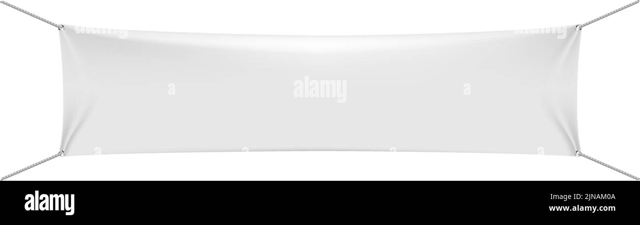 Canvas banner. Realistic horizontal cloth blank mockup Stock Vector