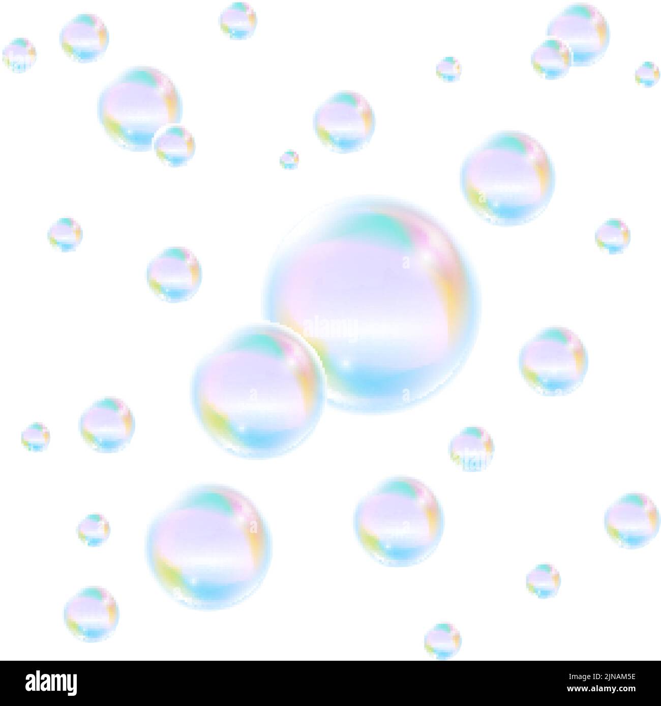 Realistic bubbles. Colorful soap foam air balls Stock Vector