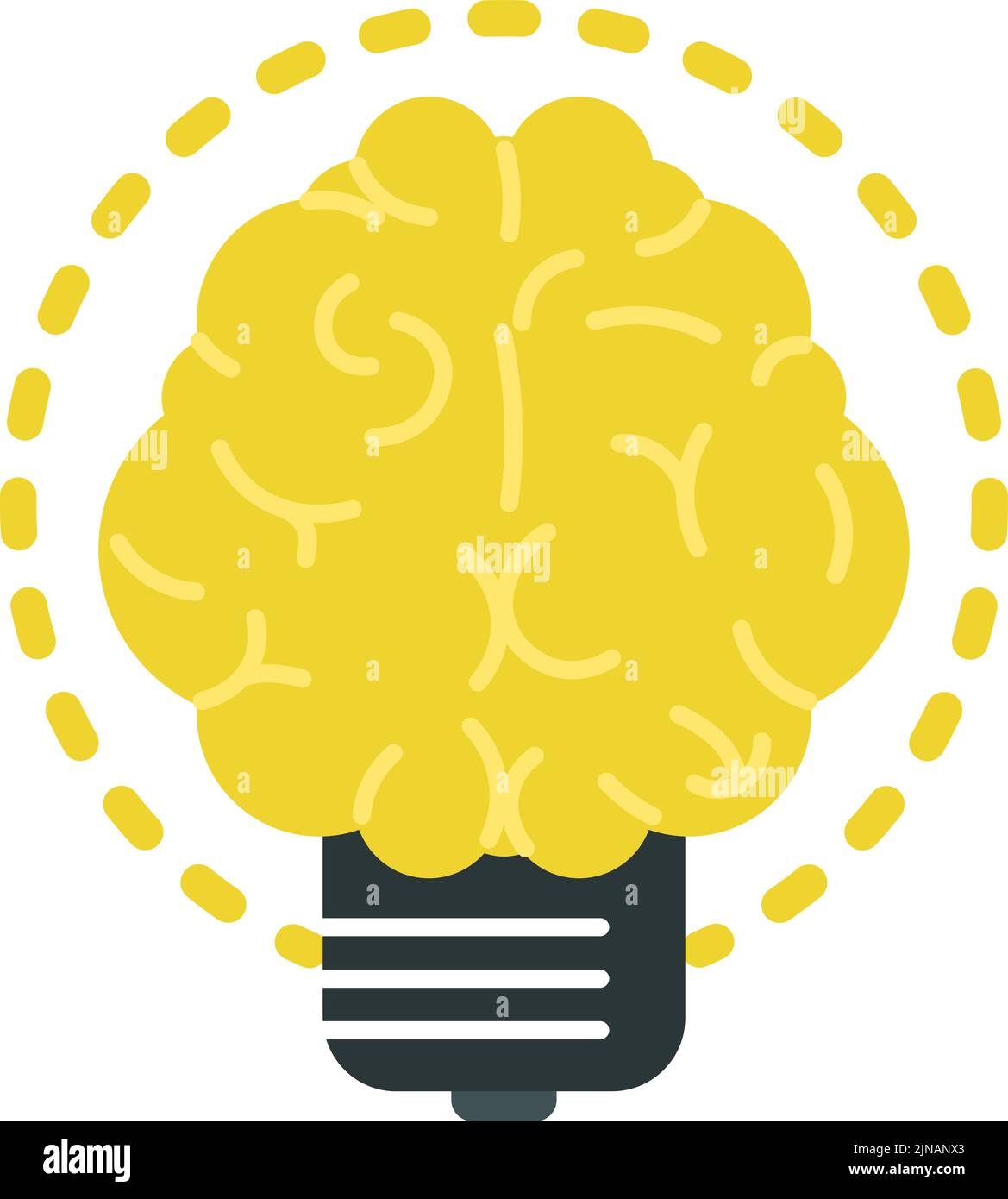 Idea icon. Brain lightbulb. Glowing human mind Stock Vector
