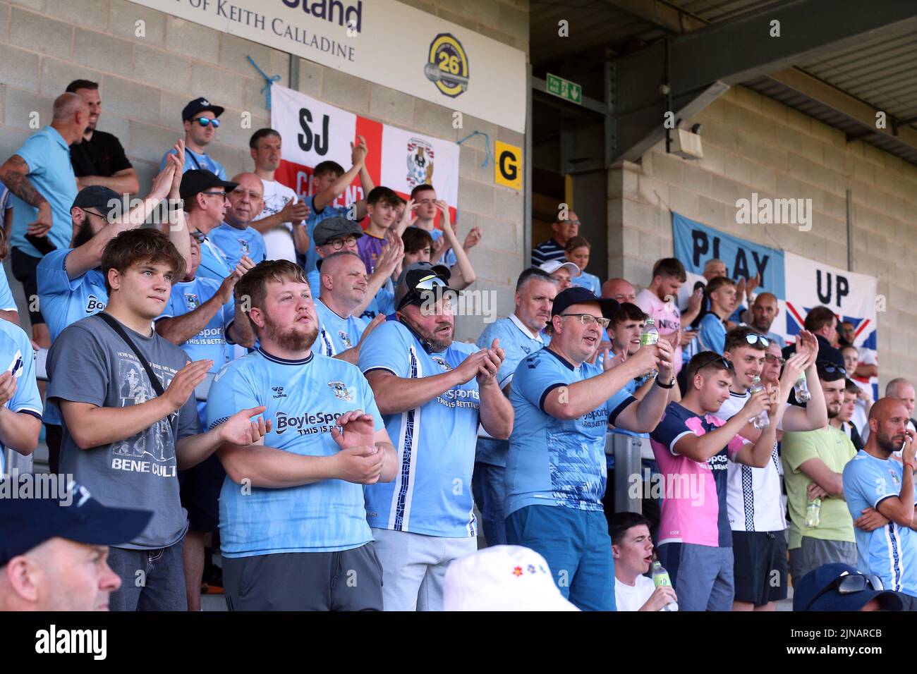 Coventry City fans in the stands before the Carabao Cup, first round match at the Pirelli Stadium, Burton upon Trent. Picture date: Wednesday August 10, 2022. Stock Photo