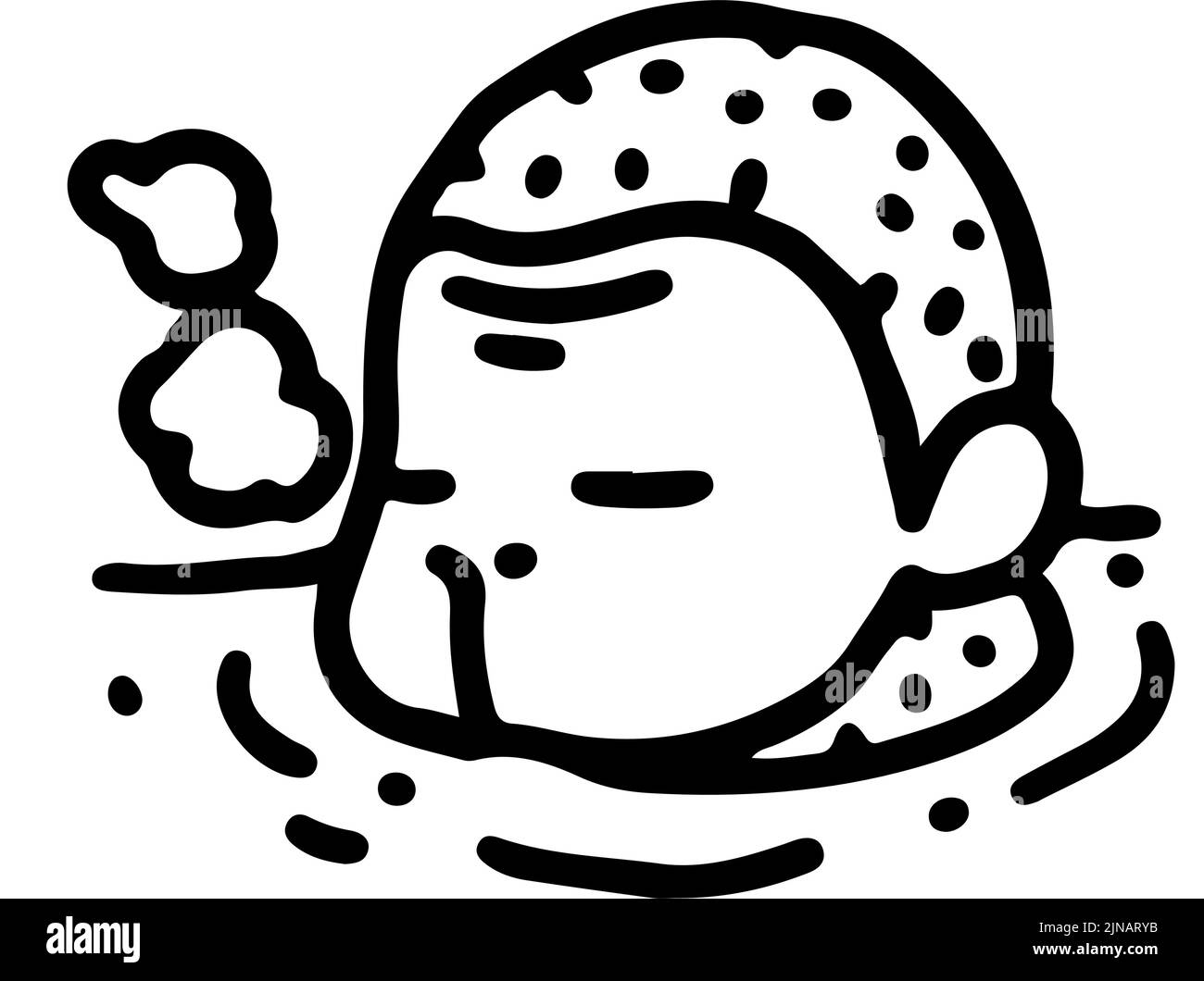 Black-and-white line art of Japanese macaques soaking in hot springs Stock Vector