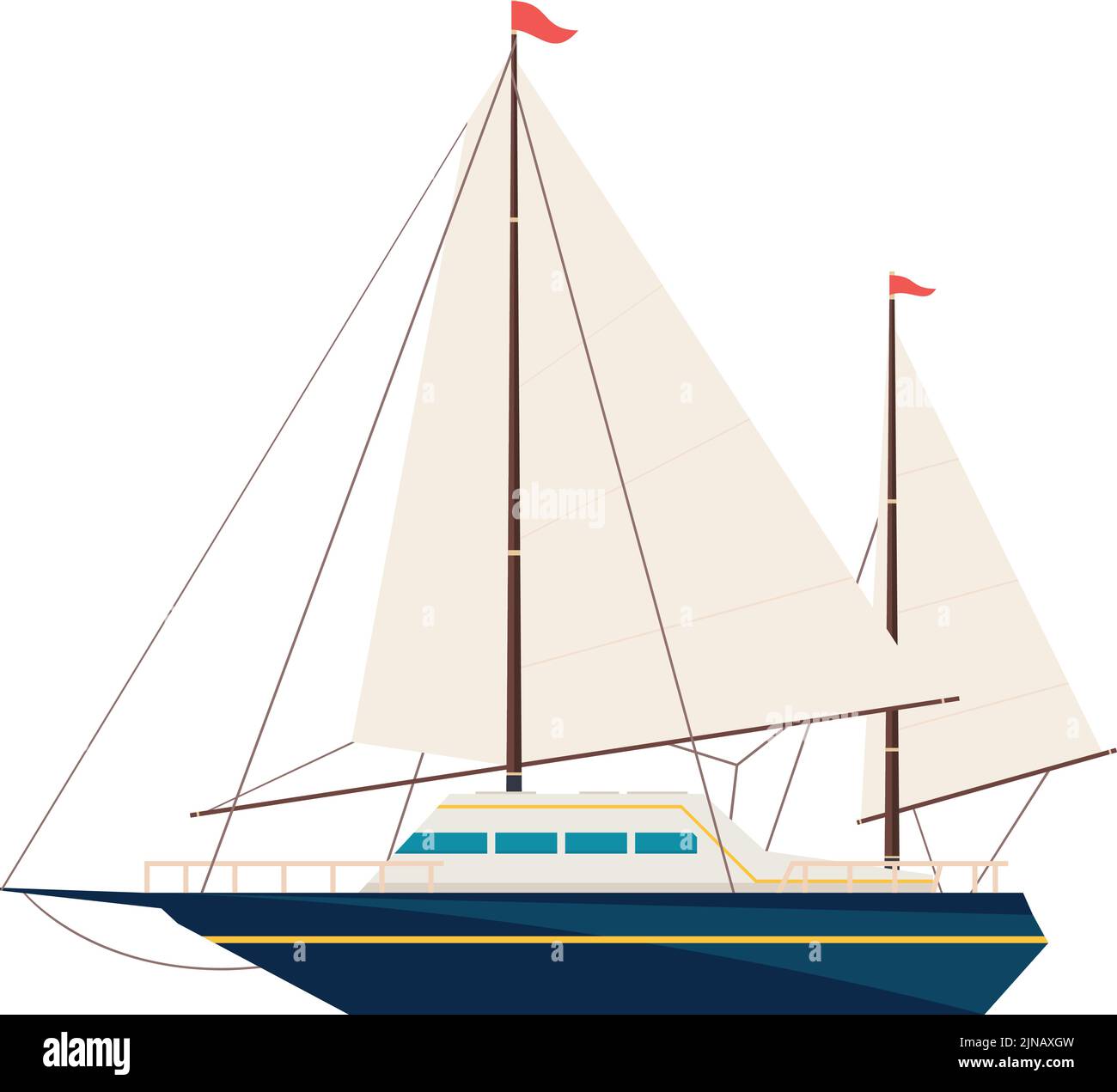 Sailing boat. Modern sea travel ship icon Stock Vector