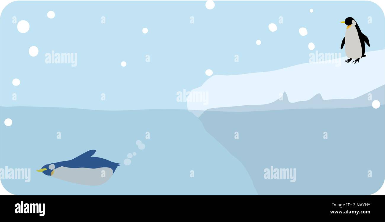 Icebergs and penguins Stock Vector