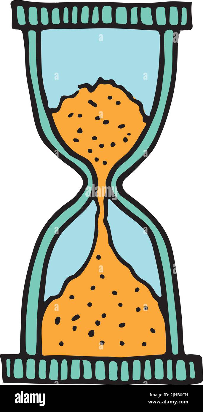 Hourglass icon. Vintage clock doodle. Deadline symbol Stock Vector