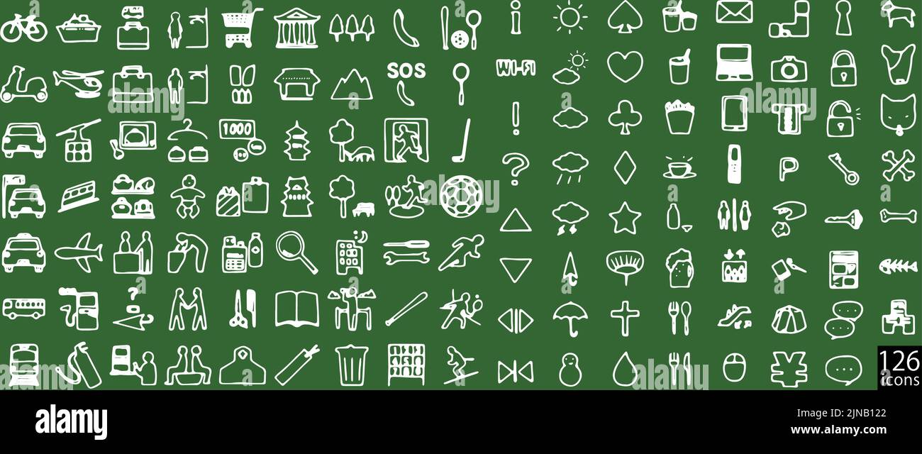 126 sets of hand-drawn icons Stock Vector