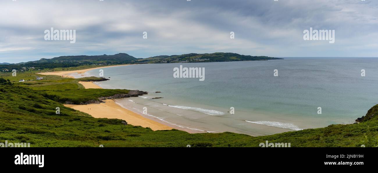 A view of the beautiful Ballymastocker Beach on the western shroes of Lough Swilly in Ireland Stock Photo