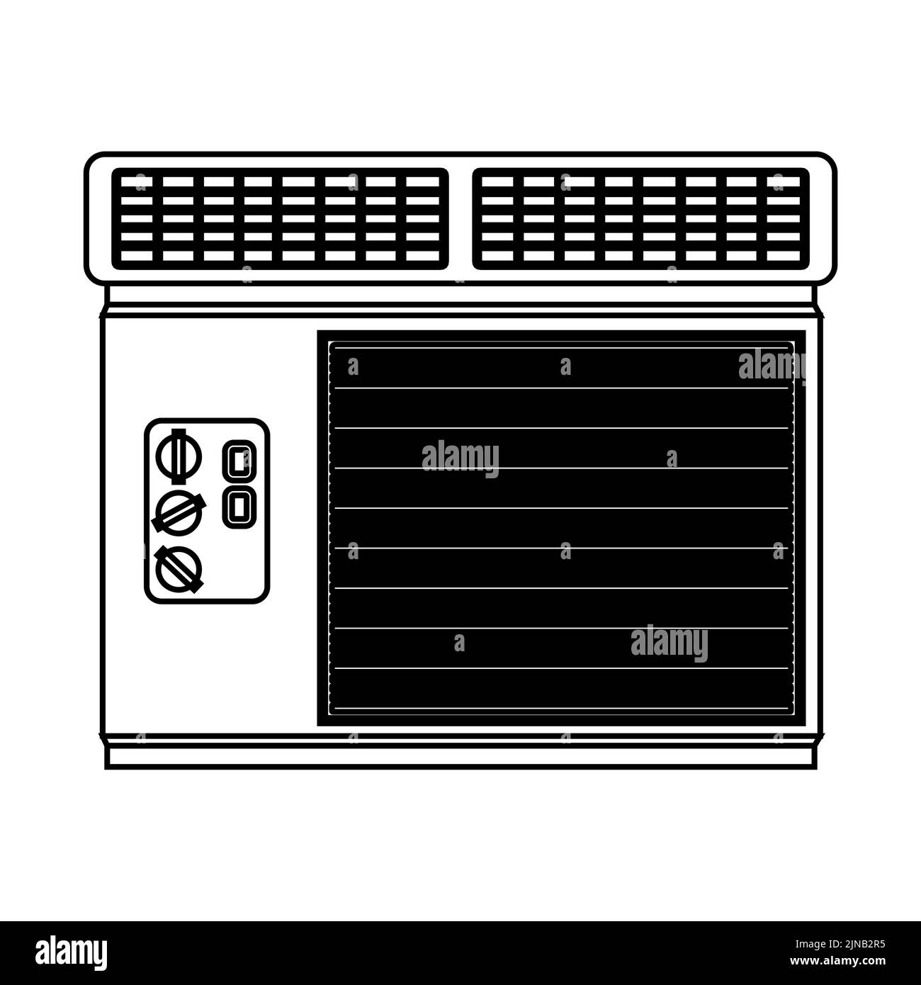 Air conditioner climate vector icon outline. Symbol temperature illustration cooling isolated white and conditioning house sign line thin Stock Vector