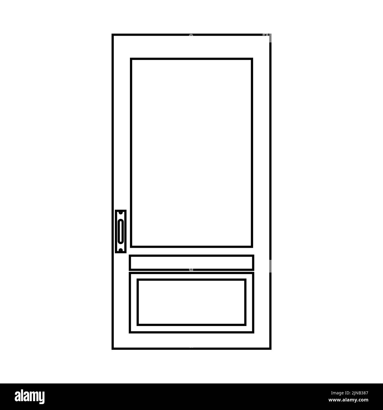 Door entrance vector illustration house outline. Doorway interior exit isolated white and front architecture room line thin Stock Vector