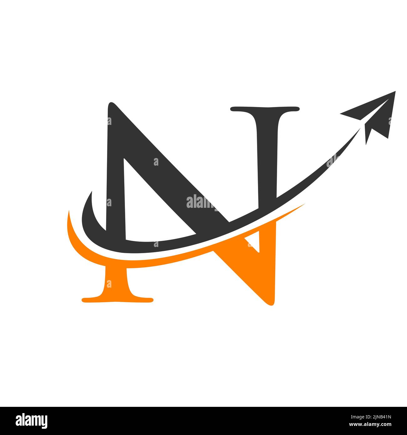Travel Logo On Letter N Vector Template. Letter N Air Travel Logo Design Stock Vector