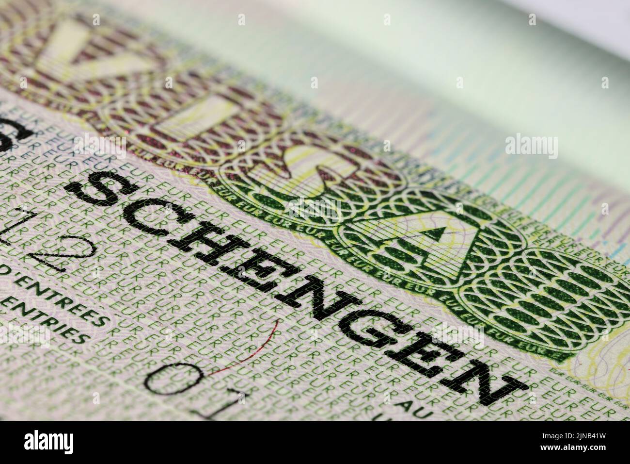 Schengen States visa in passport Stock Photo