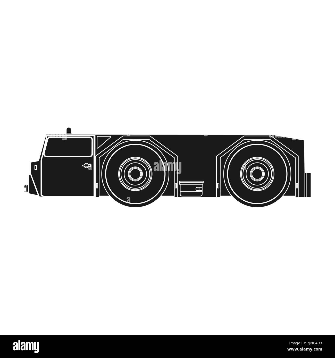 Airport tow truck transportation vector icon illustration solid black. Vehicle aviation service transport isolated white Stock Vector