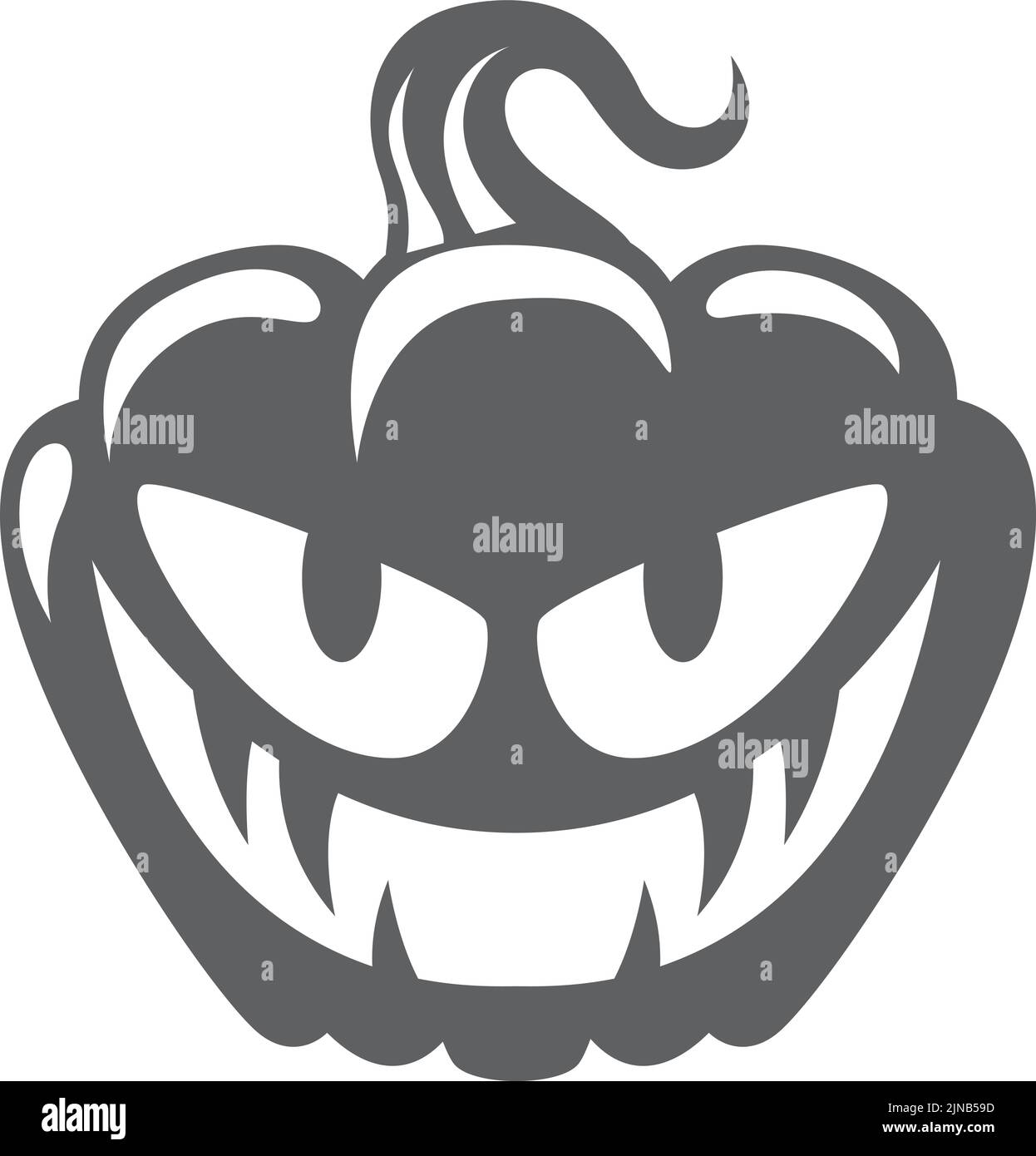 Autumn holiday icon. Scary face pumpkin black silhouette Stock Vector