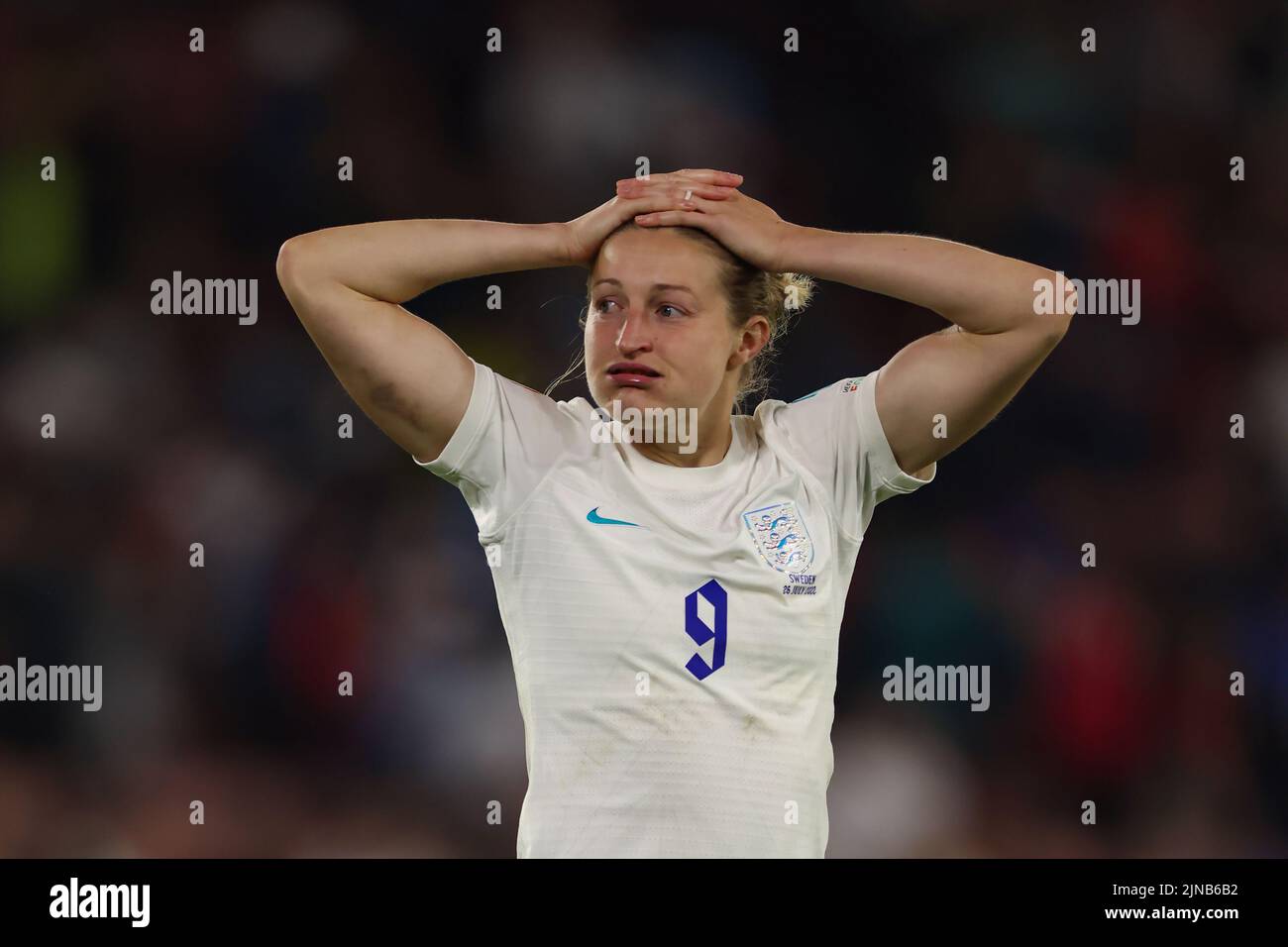 Sheffield, England, 26th July 2022. Ellen White of England reacts following the final whistle of the UEFA Women's European Championship 2022 match at Bramall Lane, Sheffield. Picture credit should read: Jonathan Moscrop / Sportimage Stock Photo