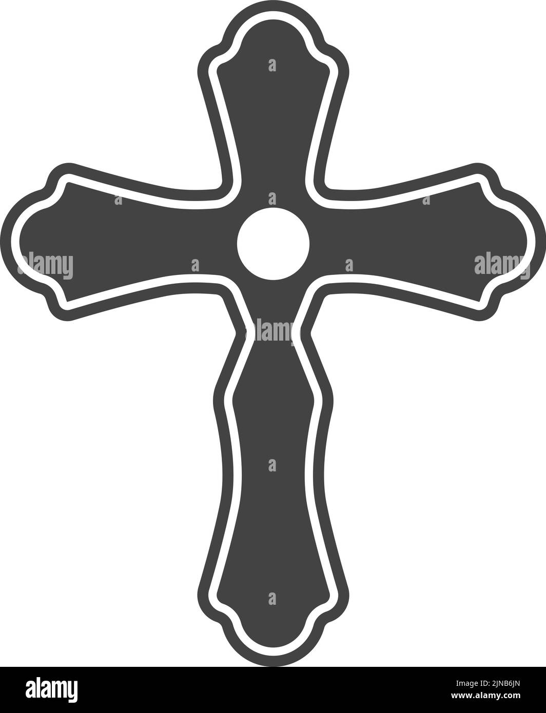 Roman Catholic cross. Black crucifix silhouette symbol Stock Vector