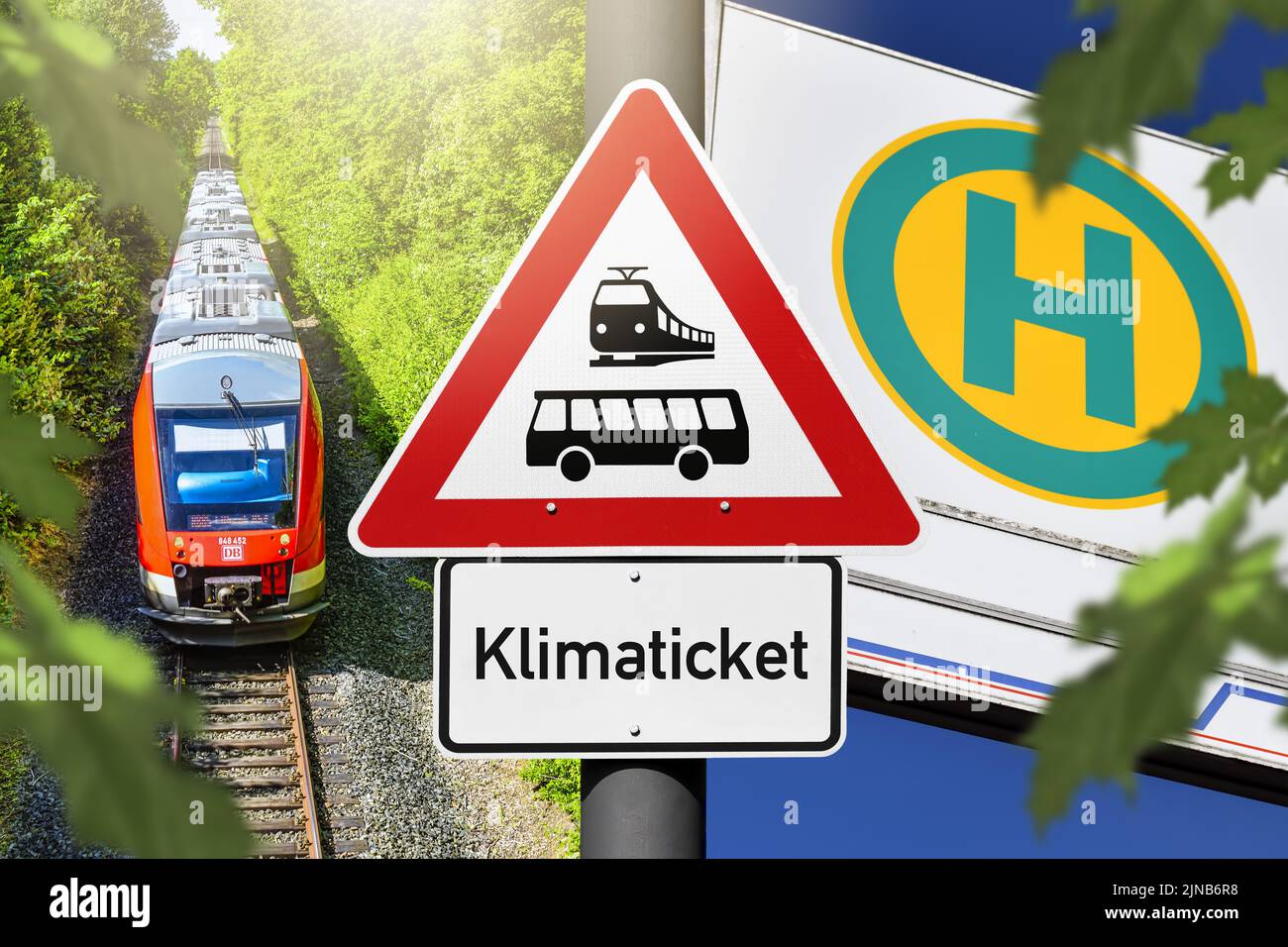 Sign With Inscription Climate Ticket In Front Of Train And Bus Stop Stock Photo