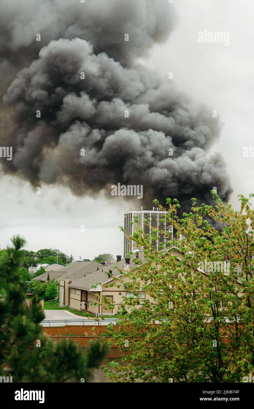 The vertical view of the Pheasant run resort fire smoke in St. Charles
