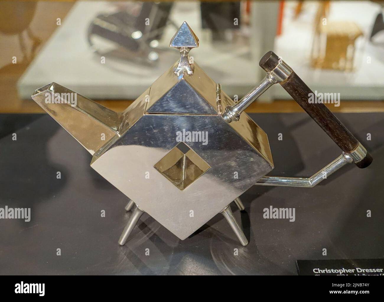 Teapot by Christopher Dresser, manufactured by James Dixon & Sons