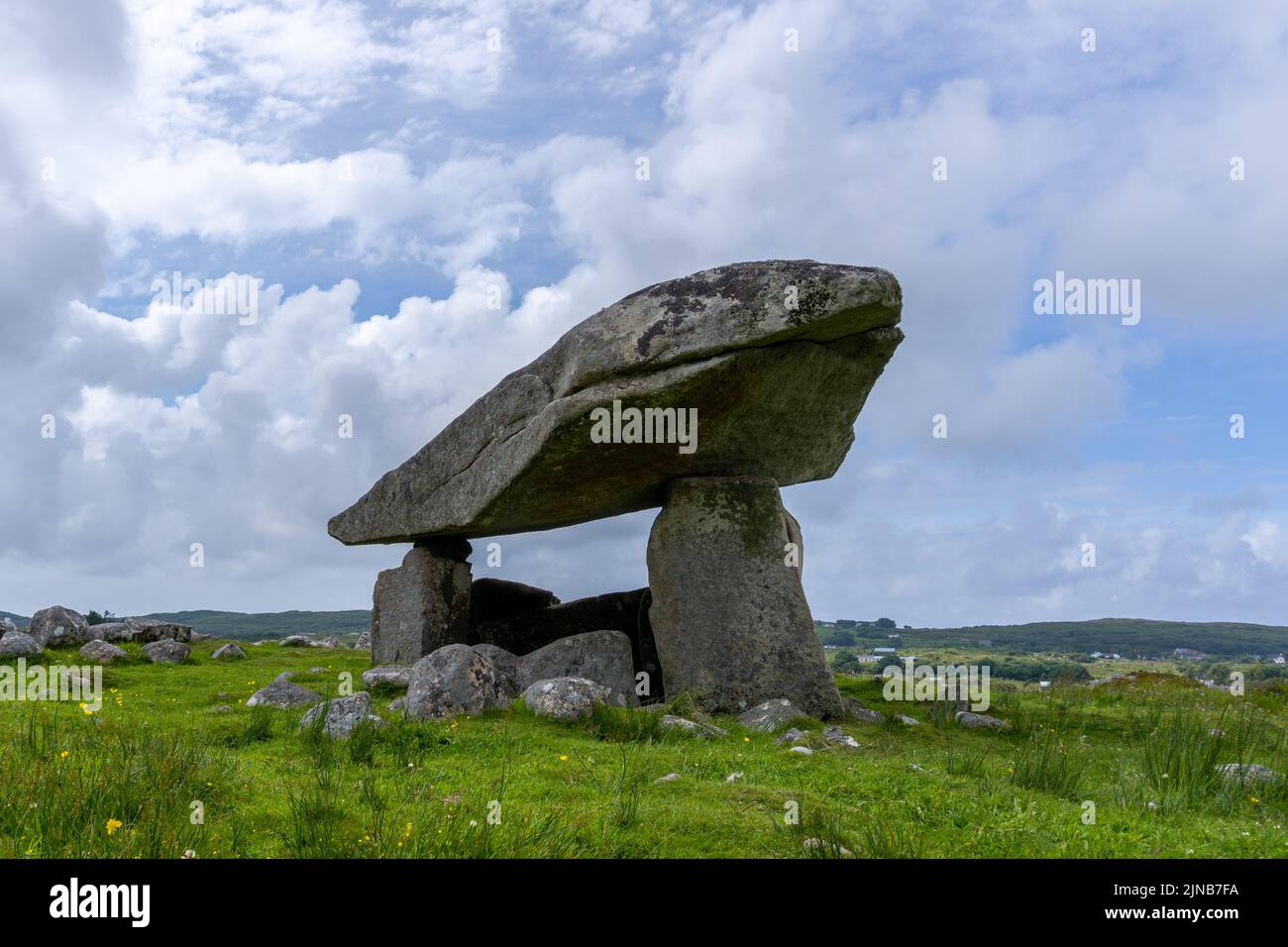 A view of the Kilclooney Dolmen in County Donegal in Ireland Stock Photo