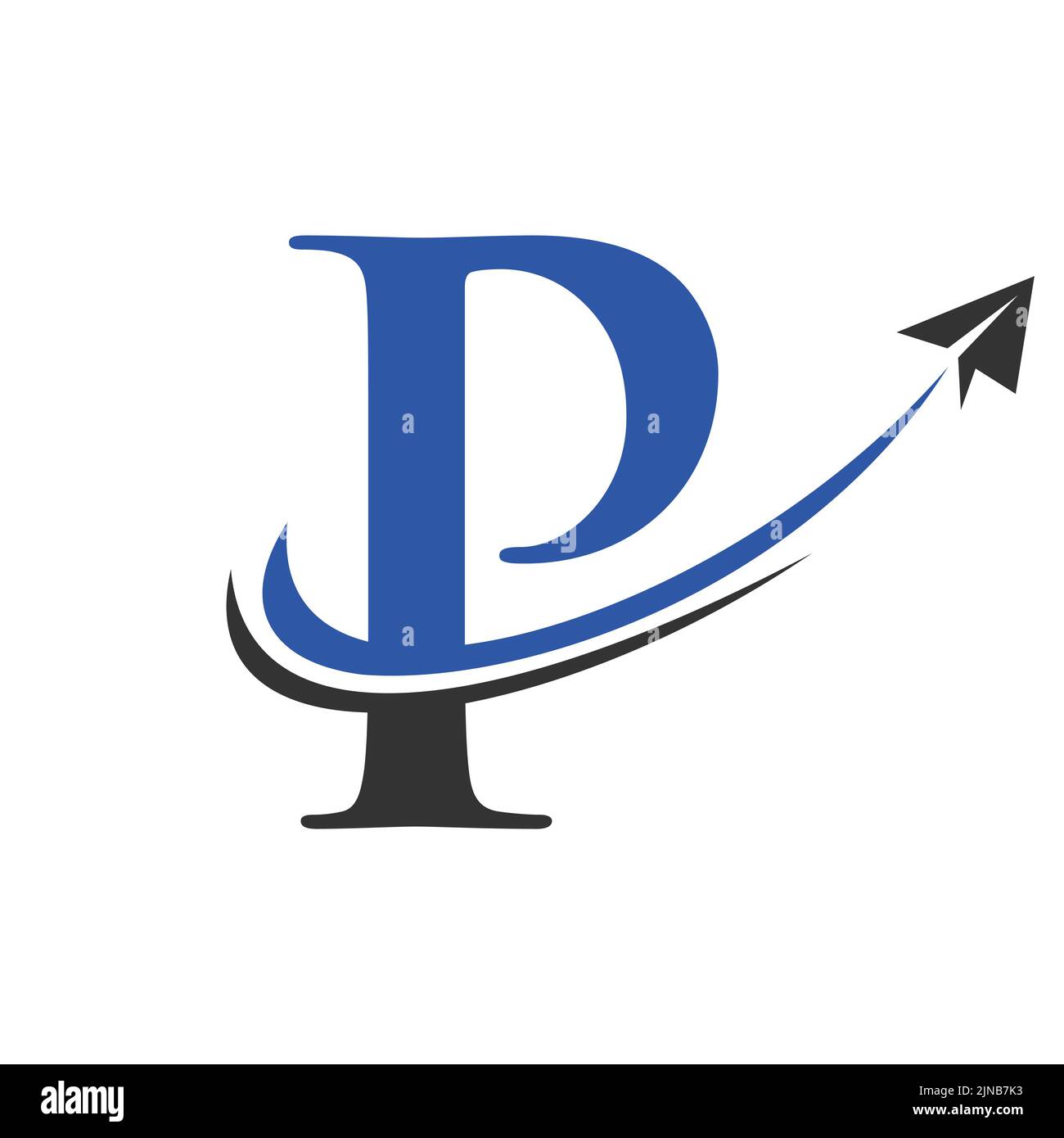 Travel Logo On Letter P Vector Template. Letter P Air Travel Logo Design Stock Vector