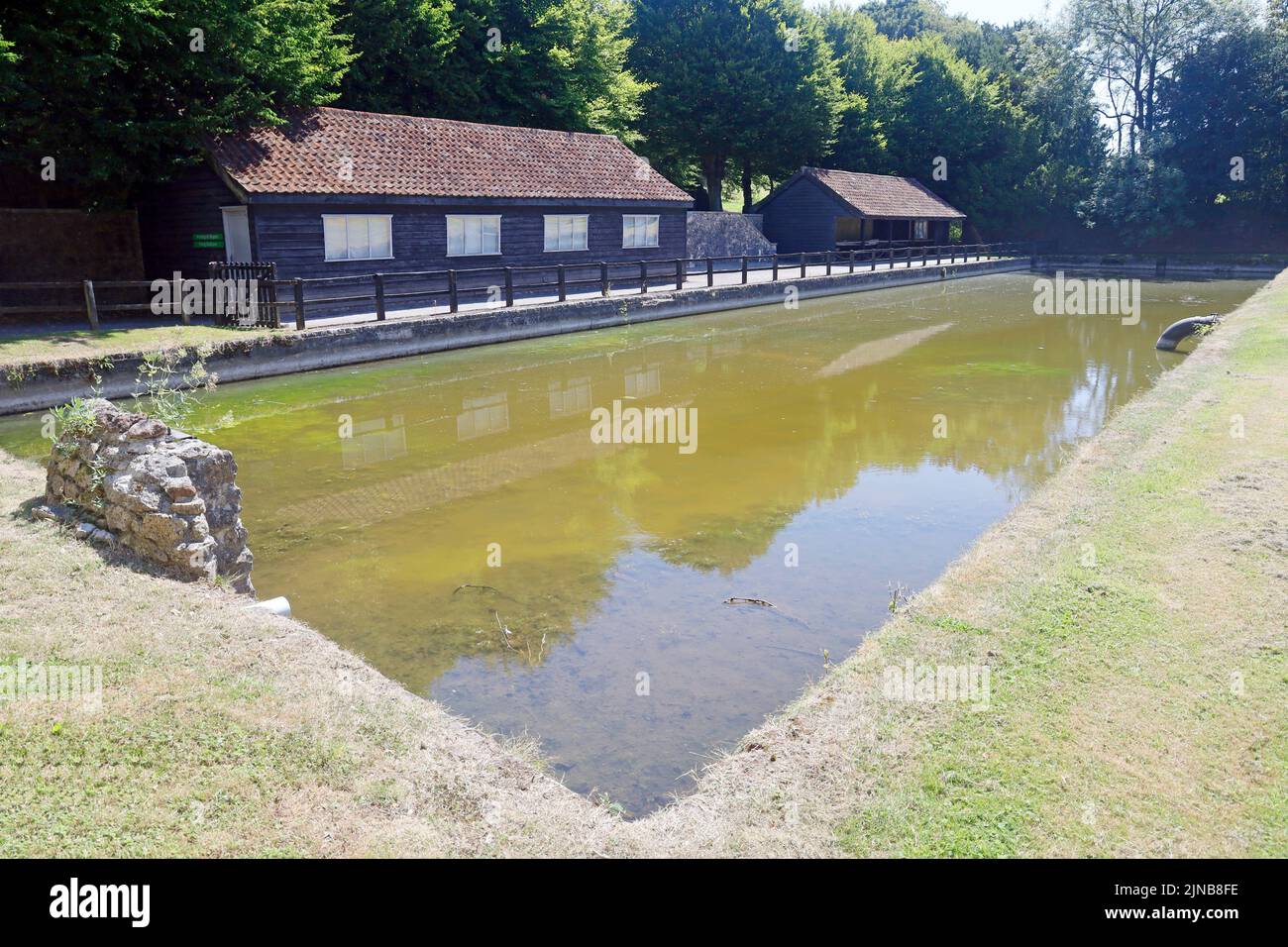 Fishing exhibition, St Fagans National Museum of History, Amgueddfa Werin Cymru. Cardiff with man=maded lake. August 2022. Summer Stock Photo